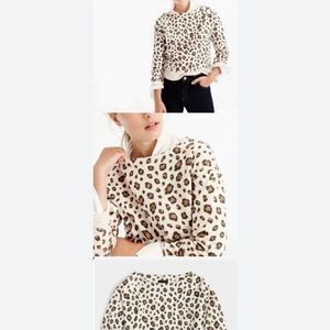 J. Crew Leopard Print crewneck Sweatshirt - Cream and Brown